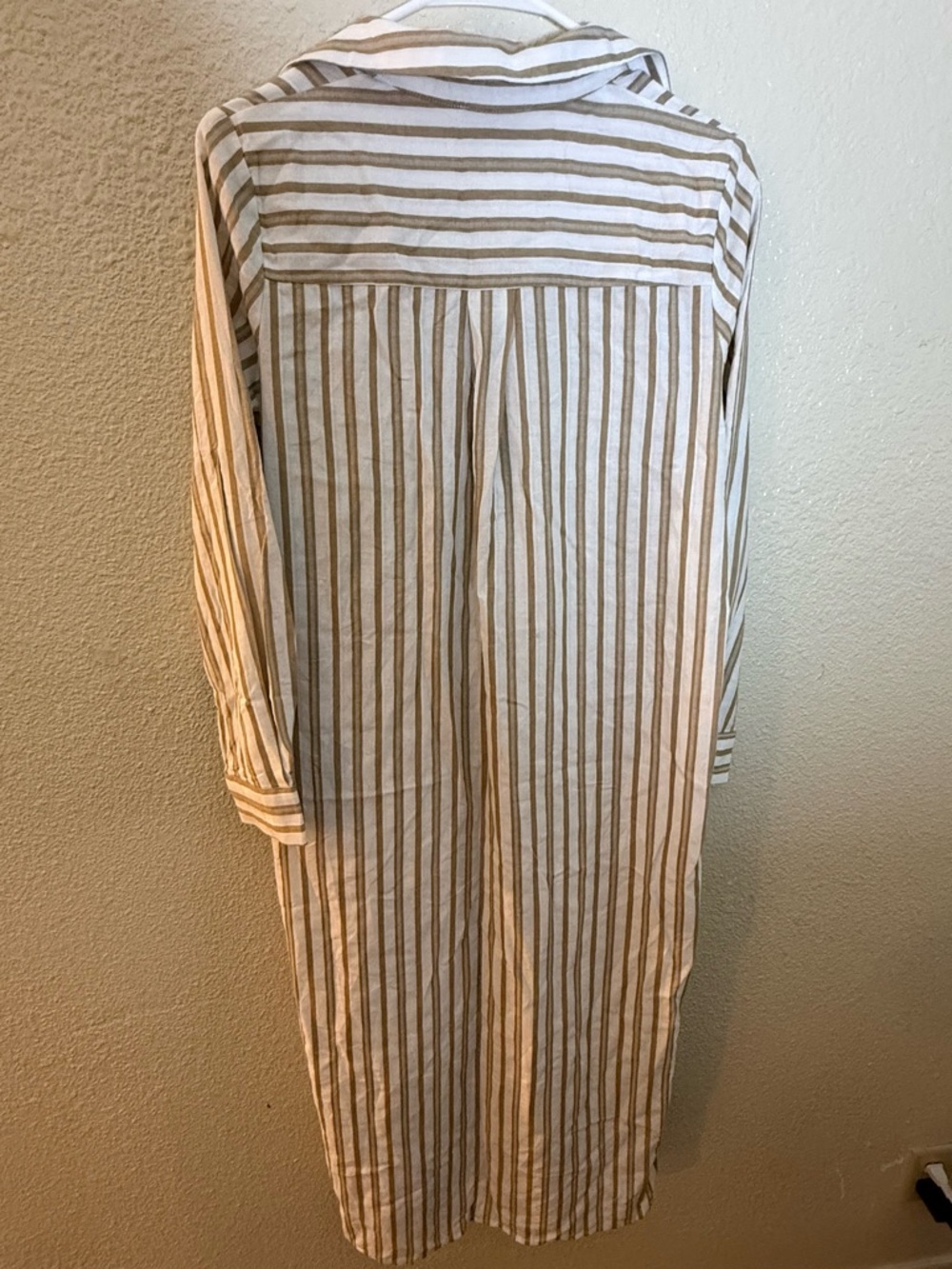 Vici Cream and Tan Striped Button-Front Midi Dress - Picture 4 of 8